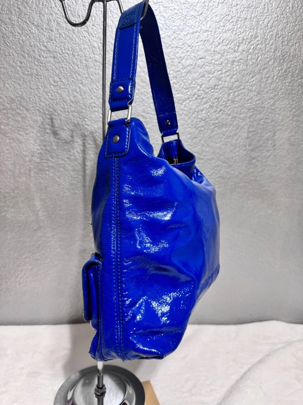Patent Leather Shoulder Bag in Cobalt Blue - Picture 6 of 17